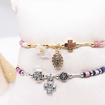 자비의 성모님 1단 묵주팔찌 2type 천주교선물 커플선물 아내선물, 레인보우 플라워_형제님