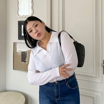 제이스타일 포미야 피치기모 트임 카라 티셔츠
