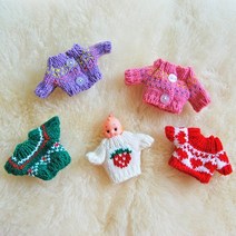 손뜨개 인형옷 니트.올패턴, (2)핑크단추니트