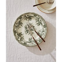 자라홈(ZARAHOME) 플로랄 어슨웨어 얕은 접시 42460200528, 다크 올리브