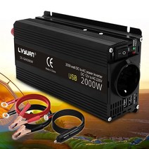 2000w 파워 인버터 DC 12v AC 220v 2300v 태양광 전압 변환기 EU 소켓 자동차 시가 라이터 플러그 블랙 자동차 액세서리, 1개