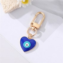자동차 키링 키홀더 가방악세사리 워터 드롭 하트 악마의 눈 키 체인 열쇠 고리 친구 커플 에나멜 블루 아, 한개옵션1, 01 Heart di you aixin