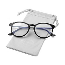 Kursan 처방전이 필요 없는 투명 렌즈 인조 안경 여성용 남성용 레트로 라운드 메탈 프레임 안경