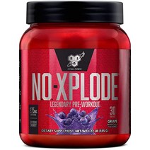 BSN N.O.XPLODE 프리 워크아웃 파우더 크레아틴과 베타 알라닌 애플 60인분, Grape, 30 Servings (Pack of 1)