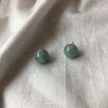 천연 원석 볼 귀걸이 Gemstone Ball Earrings (silver 925 x gemstone: 비취 옥 옥귀걸이 라피스라줄리 원석귀걸이 심플귀걸이 은귀걸이 탄생석귀걸이)