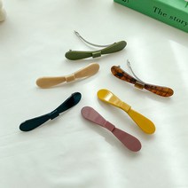 프랑스 자개 셀롤로오스 반묶음 옆머리 미니 리본 자동핀 6컬러