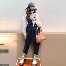 주니어 팬지 프릴카라 오버롤 세트 주니어복 주니어상하복 여아멜빵바지 초등학생옷 여아옷 여아의류 여자주니어복 여아데일리룩 주니어멜빵