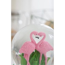 정글 홍학 커플 스노우볼 오르골 생일선물 감성오르골 여아 아날로그감성 여아생일선물 부부의날선물 선물, 핑크