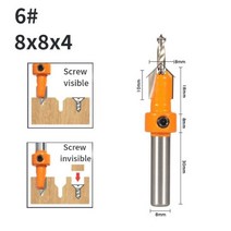 8MM 섕크 카운터 싱크 라우터 비트 스크류 추출기 목재 용 목공 밀링 커터, 8x8x4.0