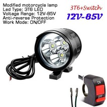 12v-36v-48v-85v 전기 오토바이 헤드라이트 3t6 led 전동 자전거 ebike 가벼운 차량 스쿠터 램프 자전거 수정 액세서리, 1x m03 12v-85v 1s