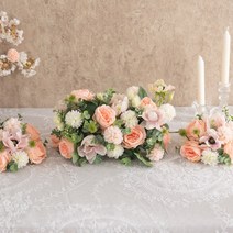 캐비지 장미하프볼 센터피스3PCS 15cm/33cm_P 조화, 없음