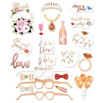 생파 23pcs Bride To Be Team Rose Gold Photobooth Props Wedding Lady Hen Party Bridal Shower MISS TO MR, [01] rose gold
