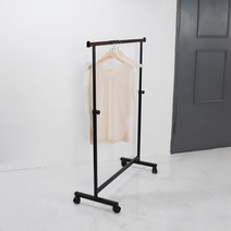 지엔디스플레이 튼튼한 철제 네모용접형 옷가게용 스탠드 옷걸이행거, 검은색