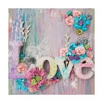 올레보 캔버스형 보석십자수 DIY 키트 30 x 30 cm, 1세트, 17.꽃과 LOVE