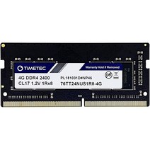 Timetec 8GB DDR4 2400MHz (DDR4-2400) PC4-19200 (PC4-2400T) 비 ECC 언버퍼드 1.2V CL17 1Rx8 싱글 랭크 260 핀 SOD, 4GB