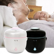 차량용 탁상용 LED 무드등 밥솥모양 간편세척 크크 미니가습기, 블랙