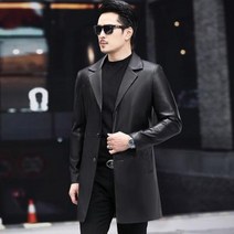 남성용가죽자켓 헤닝 리얼 레더 남 트렌치코트 양가죽 멋쟁이 정장 남성 하프 가죽 재킷 얇은 핏