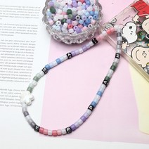 원기둥 원석 비즈 100개 핸드폰 키링 스트랩 줄 만들기 비즈 공예 재료, B.그린믹스