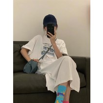 키작녀 원피스 키작은 여자 스 캐주얼 긴 티셔츠 루즈핏 슬림 럭셔리 독특한 스커트 여성 여름