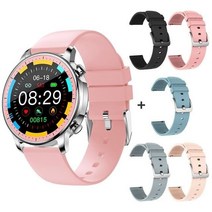 스포츠 스마트 워치 IP67 전체 화면 터치 스크린 시계 심장 박동 혈압 모니터 iOS 안드로이드, 01 Pink with 5 Straps
