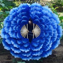 대형 하프 접이식 댄스 팬 양면 모란 꽃 핸드 스퀘어 클럽 공연 소품 92cm 너슬 부채, For left hand, 13