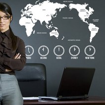 큐데코 셀프인테리어 포인트스티커, 세계지도-3 - 화이트
