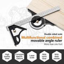 3 In 1 Square Angle Ruler Set 엔지니어 조정 가능한 멀티 조합 직각 눈금자 각도기 측정 도구 세트 hot, 한개옵션0
