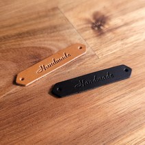 천연가죽 핸드메이드 육각형 라벨 55 x 10 mm 10개입 이태리 베지터블 통가죽, 네이비 10개입