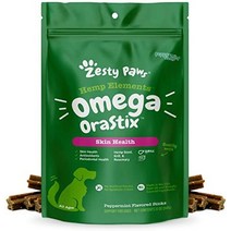 개를 위한 강한 발 오메가 orastix – 대마 연어 크릴 오일 뼈 국물이 포함된 치과용 스틱 가려움증 피부 코트 관리 힙 앰프 관절 건강 심장 면역 체계 지원 개 치석 이 청소, 박하, 12온스(1팩)