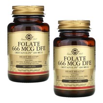 (2PACK)Solgar 솔가 메타폴린 엽산 400 mcg 100정 활성화 임신전 임산부 고용량 FOLATE 엽산제 남자, One Size, 2PACK