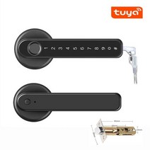 지문인식도어락 디지털 지문인식 전자 도어락 Tuya Smartlife APP Bluetooth 호환 원격 제어 Smart Fingerprint Biometrics 실내 목재 금속, CHINA, Black Type B