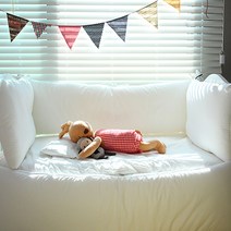 맞춤제작 아기 왕관 침대 범퍼 가드 신생아 용품, 네츄럴 베이지, 대형-40cmX135cmX85cm(패드추가), 프린팅(왕관&이름)25X35