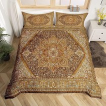 Erosebridal 페르시안 침구 세트 퀸 오리엔탈 이불 커버 빈티지 플로럴 침대 레트로 부족 패턴 전통적인 보헤미안 퀼트 커버 미적 만다라 장식 3피스 444690