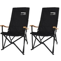 원스위크라이프 롱 릴렉스 캠핑의자 특대, 블랙 x 2개, 블랙 프레임 + 원목