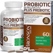 Bronson Probiotic 50 Billion CFU + Prebiotic with Apple Polyphenols & Pineapple Fruit Extract for Wo, 1, 기타