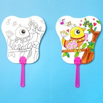 민화샵 종이 무지 캐릭터 부채 플라스틱 만들기 꾸미기, 앵무새 SDOPP013B