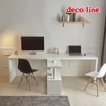 데코라인 코넬 이지 2400 2인용 책상 세트 DDW006C, 크림화이트+골드