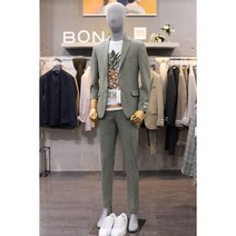 본 라이트 카키 솔리드 폴리 스판 셋업 캐주얼 정장 BN1MEA210 TA310 KH
