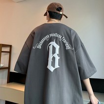 아메리칸스타일 오버핏반팔 반팔티 꾸안꾸 라운드 면티 남자 M1