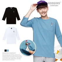 구김스 1171 보타이 덕 포켓 7부 티셔츠