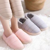 따뜻한 털 슬리퍼 발목 패딩 겨울 거실화, 핑크