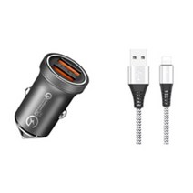 GORAEZIP 차량용 듀얼포트 시거잭 충전기 36W+아이폰 충전 케이블 SET, GO-CIGA1+아이폰 케이블_실버 SET