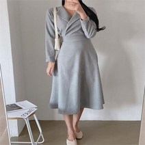 셀러허브 여성패션 [VY] 여자 허리밴드 들러리 후레아 오버랩 롱원피스