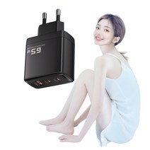 Toocki PPS 3포트 멀티 65W 초고속 충전기 어댑터 유선멀티충전기, 블랙