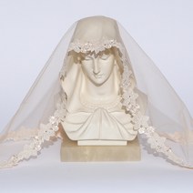 키리에 가톨릭 성물 천주교 눈꽃(베이지)미사보+눈꽃(베이지)미사보주머니세트+세례명새김 고급미사보 세례명 미사보 세례 선물 첫영성체 선물 청담동성물방 미사보, 1세트