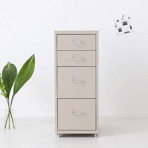 마켓비 철제 3단 5단 미니 사이드 수납장 서랍장, 4단(2.2) 라이트그레이
