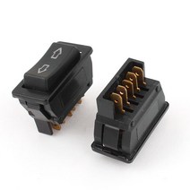 자동차 부품 XAUTOHAUX 자동차 패널 마운트 듀얼 버튼 순간 푸시 5 핀 창 열기 유리 리프트 스위치 DC 12V, 02 2Pcs 5 Pins