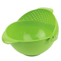 1Pc 2 in 1 New Vegetable Basin Wash Rice Sieve Fruit Bowl Fruit Basket Kitchen, 녹색