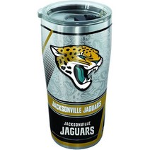 Tervis NFL 잭슨빌 재규어 에지 스테인리스 스틸 텀블러 클리어 블랙 망치 뚜껑 포함 20온스 실버, 20 oz Stainless Steel