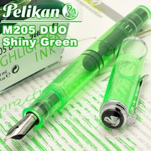 펠리컨 만년필 M205 DUO 샤이니 그린 하이라이터 잉크 포함 PELIKAN 만년필, BB(극굵은 글씨)